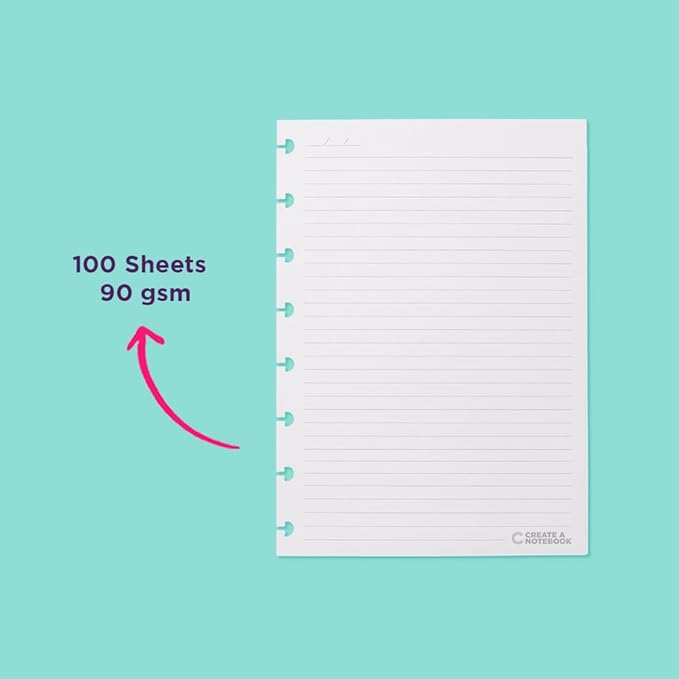 Discbound Notebook Rulled Refills Paper - 5.51" x 7.87" Paper for Custom Discbound Notebook, Planner or Daily Use – 90 GSM Custom Note-Taking System Discbound Inserts – 100 Sheets
