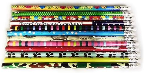 SKKSTATIONERY Assorted Colorful Wooden Pencils with Eraser, Novelty Kids & Awards Pencils, 2 HB, 12 Colors 144/box