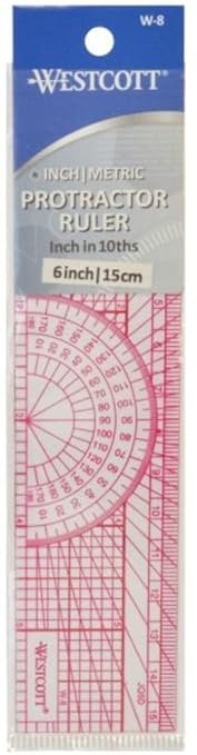 Westcott W-8 Engineers’ Protractor Ruler, 6 in
