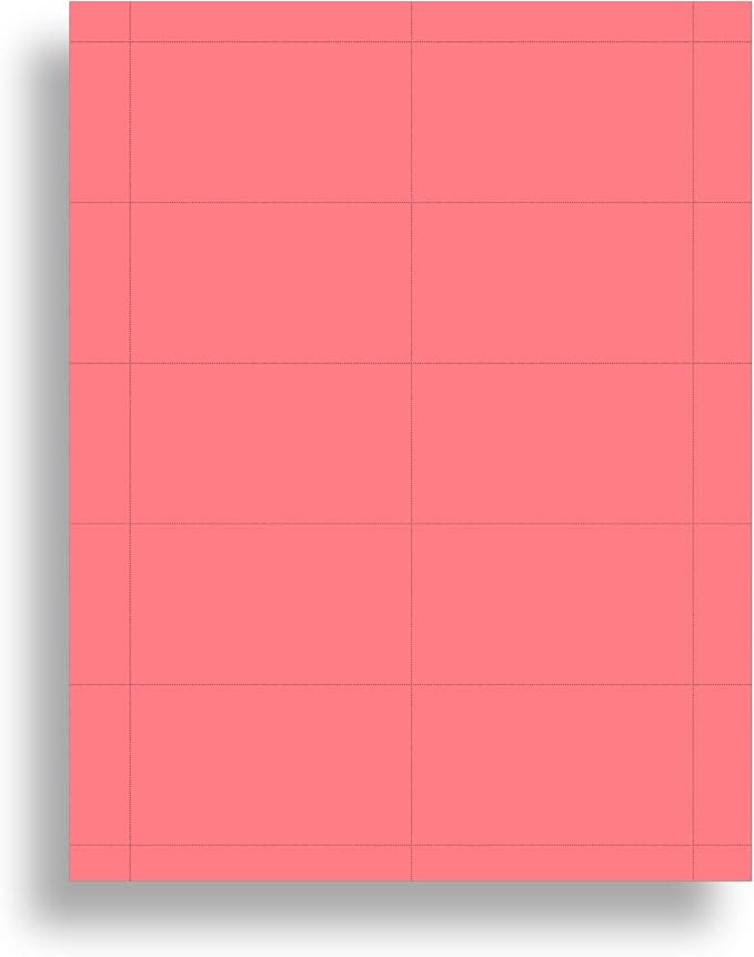 Colored Business Cards - 25 Sheets / 250 Business Cards - Inkjet & Laser - 10 per Sheet (Plain Pink)