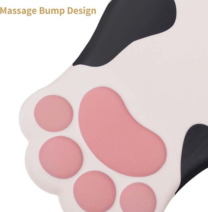 Ergonomic Mouse Pad with Wrist Rest,Cute Cat Paw Mousepad Wrist Support,Comfortable Massage Design Computer Pain Relief Mouse Pad with Non-Slip PU Base for Desk Laptop Gaming,Cow