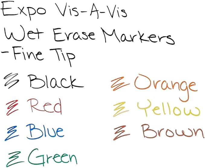 Expo Vis-a-Vis Wet-Erase Marker, Fine Point, 4-Color Set (SAN16074)