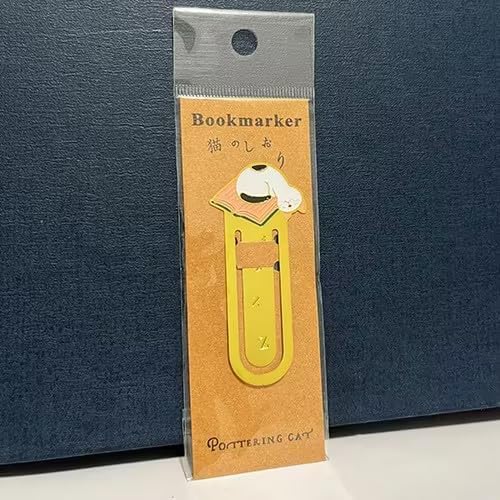 Cute White Sleeping Cat Metal Bookmark for Cat Lovers Book Marker Lovely School Office and Home Supplies, Bookmarks