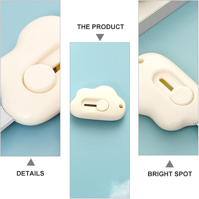 Angoily 3pcs for Home Utility Mini Retractable Lock Opening Tool School Pocket Knife Function Portable Knives Cutting Students Cardboard Craft Cartons Letter Practical Animal Box Cutter