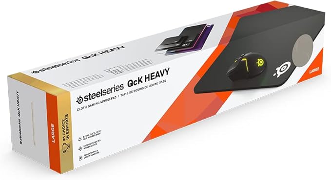SteelSeries QcK Heavy - Large - Gaming Mouse Pad - Extra Thick Non-Sip Rubber Pad - Exslusive Microfiber Surface - Peak Tracking and Stability - Optimized For Gaming Sensors