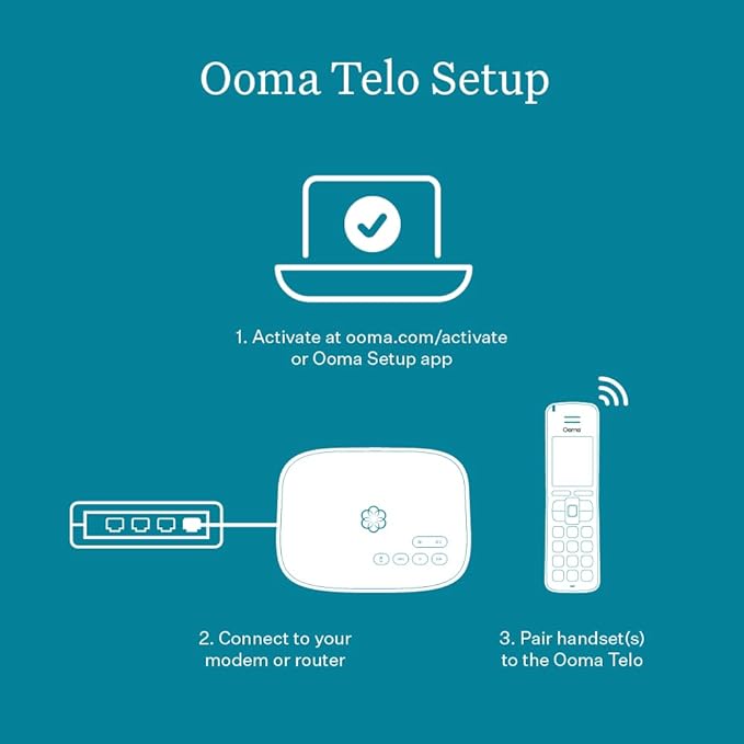 Ooma Telo VoIP Home Phone with 3x HD3 Handset, Black (TELO3HD3)