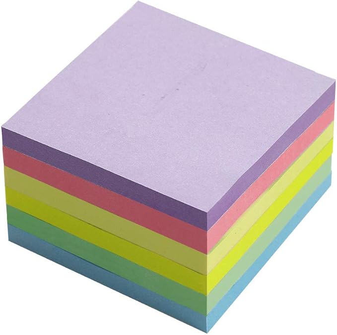 (24 Pack) Sticky Notes 3x3 in Pastel Post Stickies Super Sticking Power Memo Pads, Strong Adhesive, 74 Sheets/pad
