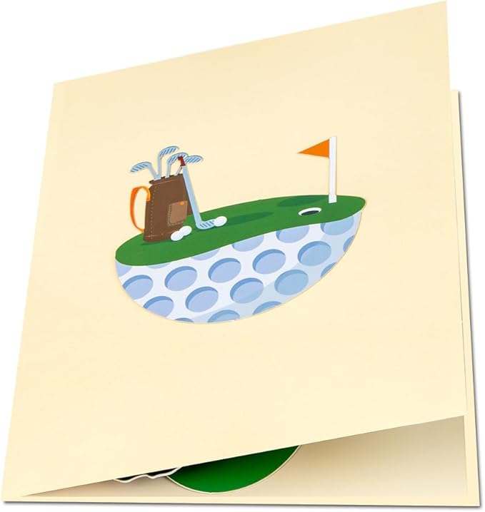 Golf Pop Up Greeting Card, Multi-Occasion: Father's Day, Birthday, Anniversary, Retirement