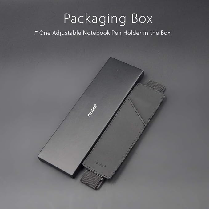 Adjustable Elastic Band Pen Holder, Pencil Holder, Pen Sleeve Pouch for Hardcover Journals, Notebooks, Planners, Binders, Fit Notebooks from 8" to 11” in Height, PU Leather, Detachable, Black