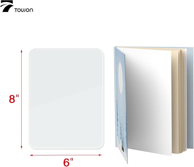 TOWON Small Glass Dry Erase Board, Desk White Board with Standing, Mini Whiteboard Easel Pad Set, Stenography Artifact for Office, Home and School Supplies, 8x6 Inches, White