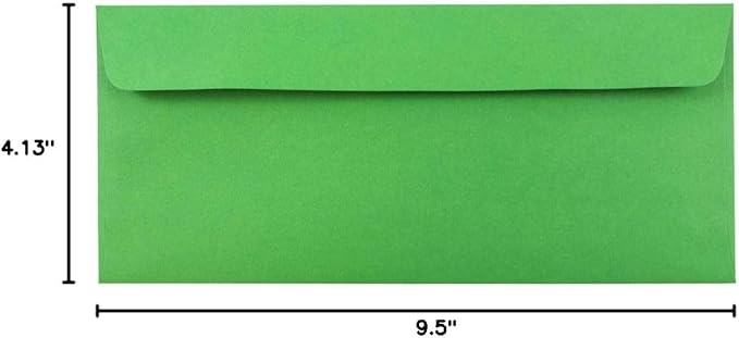 JAM PAPER #10 Business Colored Envelopes with Peel and Seal Closure - 4 1/8 x 9 1/2 - Green Recycled - 100/Pack
