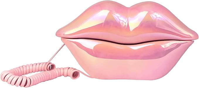 Pink Lip Telephone, Benotek Corded Landline Phone Set for Home Office Hotel, Funny Cute Mouth Phone for Photography, Party Decor & Novelty Gift