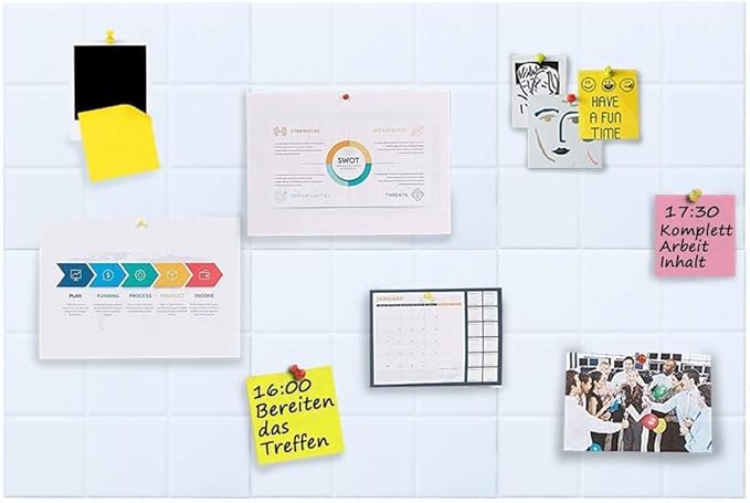 Large Cork Board Felt Board Tiles for Walls with 30 Push Pins, 11.8"x11.8" Pack of 12 Pin Board Notice Boards for Home Office Kitchen, Bulletin Board Wall Tiles for Photos Memos