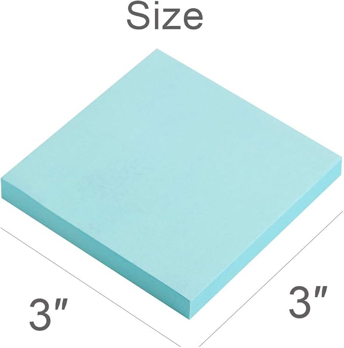 Vanpad Sticky Notes 3x3 Inches,Light Blue Self-Stick Pads, Easy to Post for Home, Office, Notebook, 8 Pads/Pack