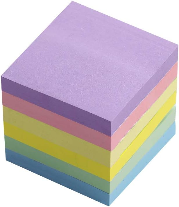Vanpad (24 Pack) Sticky Notes 2x2 in Pastel Post Stickies Super Sticking Power Memo Pads Strong Adhesive, 64 Sheets/pad