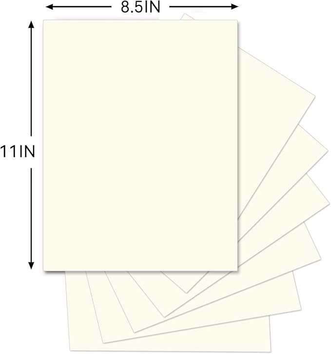 25Sheets Ivory Cardstock Paper, 8.5 x 11 Card stock for Cricut, Thick Construction Paper for Card Making, Scrapbooking, Craft 90 lb / 250 gsm…
