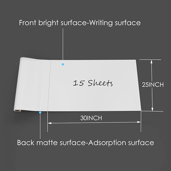 2 Roll Static Cling Dry Erase Sheets Large - 25x30-30Sheets Removable Reusable Whiteboard Poster Paper for Wall, Portable White Board Dry Erase Wallpaper