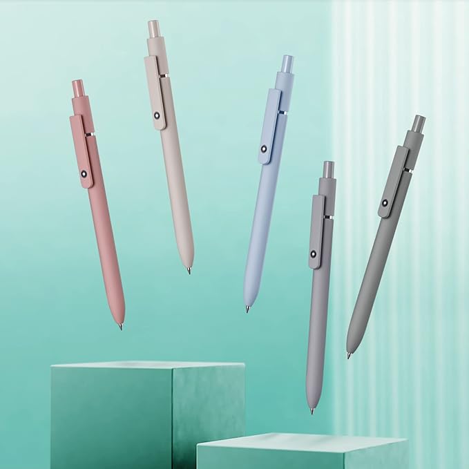 EEOYU 5pcs Quick Dry Ink Gel Pens Fine Point Retractable Roller Ball Pens Black Ink Smooth Writing Cute Aesthetic pens for School Office Home Diary