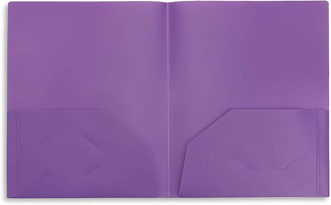 Blue Summit Multicolor Plastic Two Pocket Folders, 6 Plastic Folders with 2 Pockets and Business Card Slot, 2 Pocket Plastic Folders for School, Home, and Work, 6 Pack Plastic Folders
