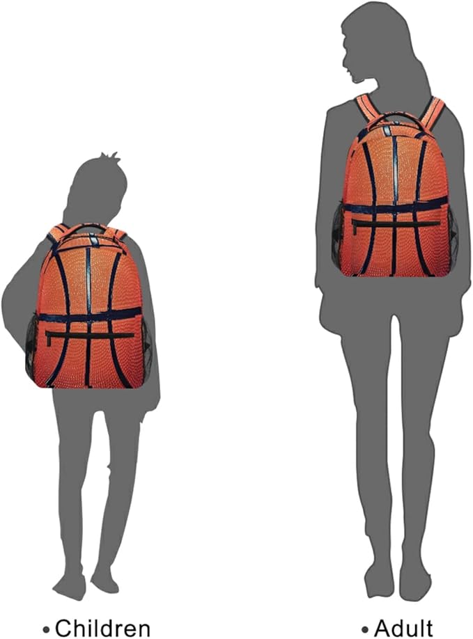 Sports Ball Basketball Texture Theme School Backpack for Teens Girls Kids Boys, Women Men Adult 15 in Laptop Backpack Casual Elementary Student College Bookbag Travel Hiking Camping Daypack