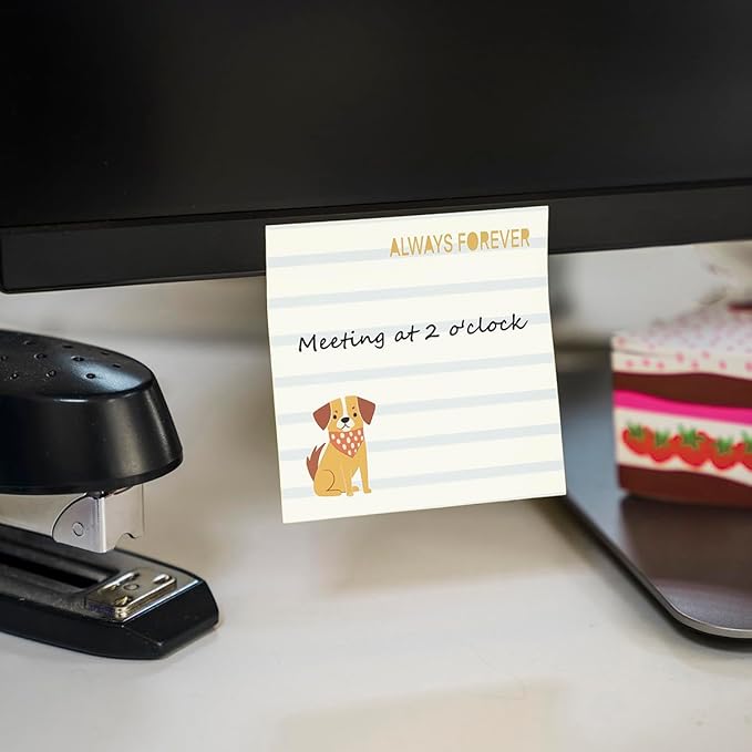 Post it Notes 3x3 Cute and Aesthetic Sticky Notes Planner Notepad - 450 Sheets - Desk Accessories for School, Office, and Home - Ideal Gifts for Teachers, Women, and Coworkers (Dog)