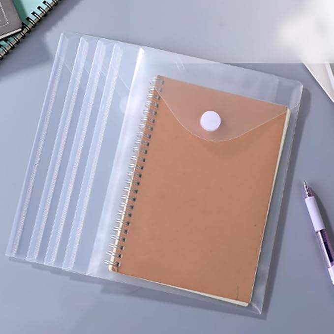 20 Pcs 5 x 7 Inches Small Plastic Envelopes Clear File Folder Pouches Waterproof Receipt Envelopes for Documents Stamp and Die Storage Pockets with Hook and Loop Closure
