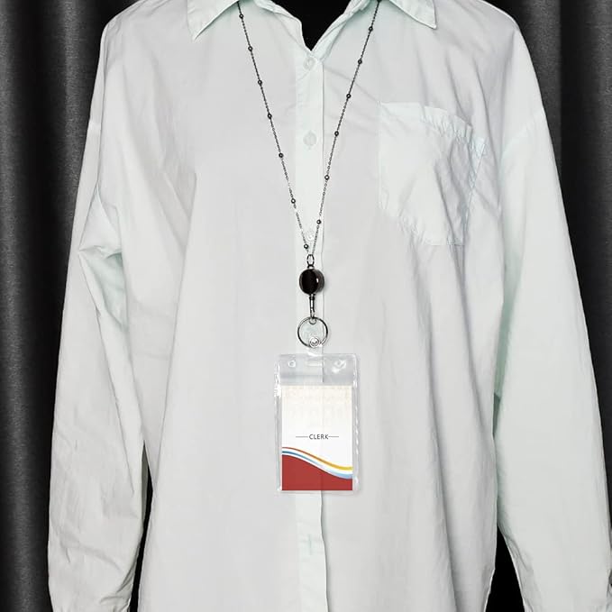 3 Pack Lanyards for Id Badges with 6 Pcs Id Badge Holder Retractable Badge Holders Stainless Steel Teacher Lanyard Cruise Ship Lanyards for Girl Women (Black)