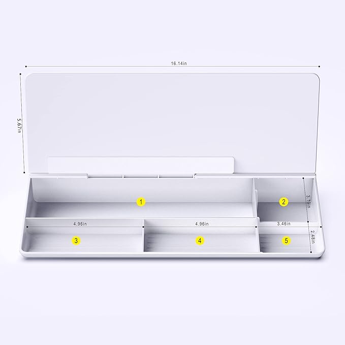 TOWON Small Tilted Desktop Glass Whiteboard, Notepad Computer Keyboard Stand with Dry Erase Board Surface, Desk Organizers with Accessories for Office, Home, School Supplies, White, 18 x 6 Inches