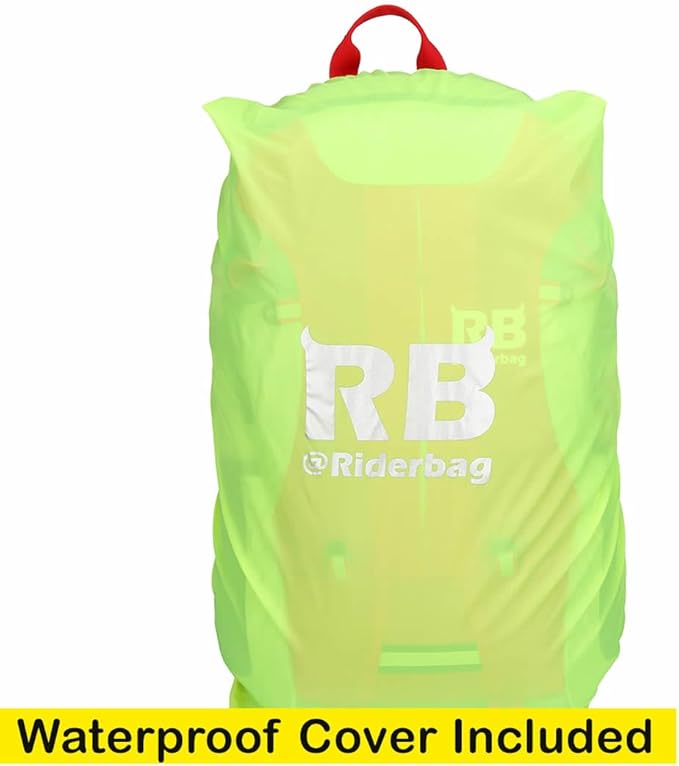 Reflective Motorcycle Backpack Lightweight, Water Resistant Casual Daypack with Laptop Pocket for Safe Commuter, Biking, and Daily Use. 35L Sport bookbag to Avoid Accidents (red backpack)