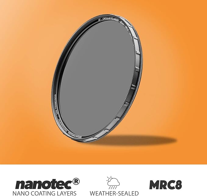 43mm X2 CPL Circular Polarizing Filter for Camera Lenses - AGC Optical Glass Polarizer Filter with Lens Cloth - MRC8 - Nanotec Coatings - Weather Sealed by Breakthrough Photography