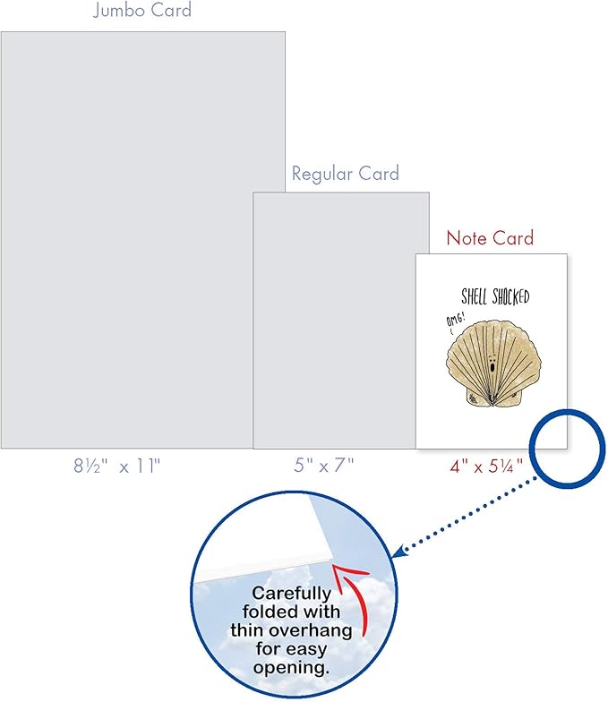 The Best Card Company - 10 Funny Assorted Blank Humor All Occasions Notecards Boxed Set 4 x 5.12 Inch w/Envelopes Cute Word Play for Men, Women (10 Designs, 1 Each) - Fun Puns M2975OCB