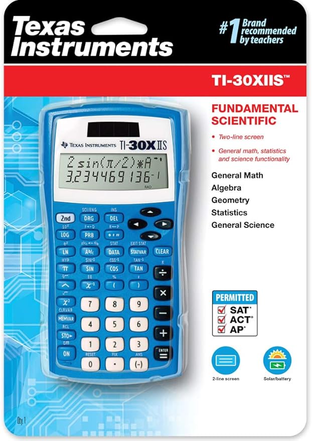 Texas Instruments TI-30XIIS Scientific Calculator, Blue