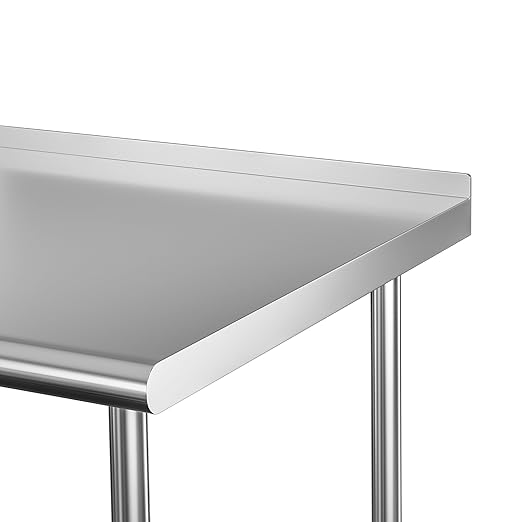 Stainless Steel Table 24 x 30 Inches Metal Prep Table with Backsplash & Adjustable Undershelf, Stainless Table for Commercial Kitchen, Outdoor, Restaurant, Hotel & Garage