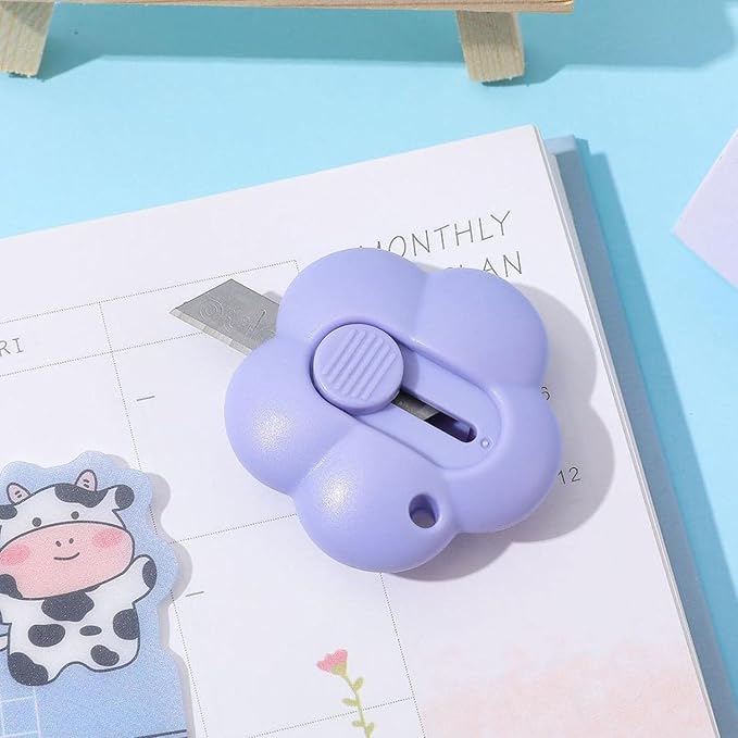 Multicolour Flower Shaped Box Cutter: Mini Utility Knives, Multifunction Retractable Letter Opener Paper Envelope Cutter, Friendly Package Box Opener for Cutting Card Paper Letter Openers