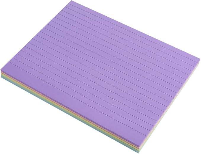 Vanpad Lined Sticky Notes 6X8 in Pastel Ruled Post Stickies Super Sticking Power Memo Pads Strong Adhesive, 5 Pads/Pack, 28 Sheets/pad