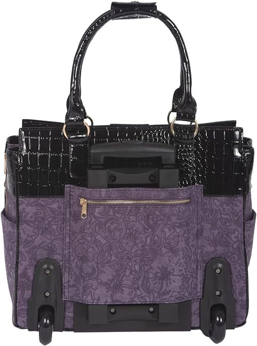 JKM and Company Alligator Compatible With Computer iPad, Laptop Tablet Rolling Tote Bag Briefcase Carryall Bag