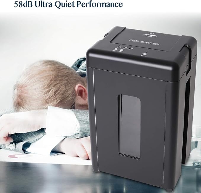 WOLVERINE 15-Sheet Super Micro Cut High Security Level P-5 Heavy Duty Paper/CD/Card Shredder for Home Office, Ultra Quiet by Manganese-Steel Cutter and 8 Gallons Pullout Waste Bin SD9520 (Black ETL)