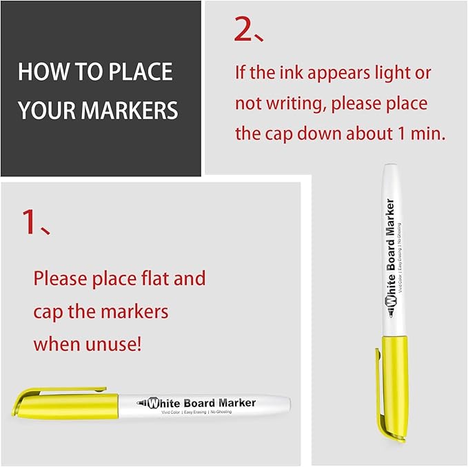 Fine Tip Dry Erase Markers - 12 Pack Colored Whiteboard Erasable Markers Bulk for Kids Adults, Ideal for Classroom School Office Home Use on White Board, Non-Toxic Easy Clean