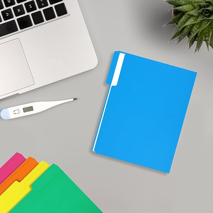 File Folder, RAZCC 150 Pack 1/3 Cut Tab Colored File Folders, File Folder Letter Size for Office Classroom Use, Assorted 5 Colors Folders with Tabs