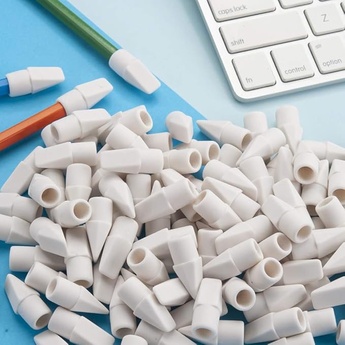 Sooez 120 Pack White Pencil Erasers, Pencil Top Erasers, Cap Erasers, Eraser Tops, Pencil Eraser Toppers, Studying Supplies for Teachers