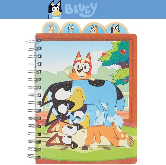 Innovative Designs Bluey Tab Journal Notebook, Spiral Bound, 96 Lined Pages, 8 x 7 inches, Blue