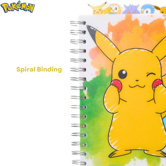 Innovative Designs Pokémon Tab Journal Notebook for Kids, Spiral Bound, 144 Lined Pages, 8 x 7 inches