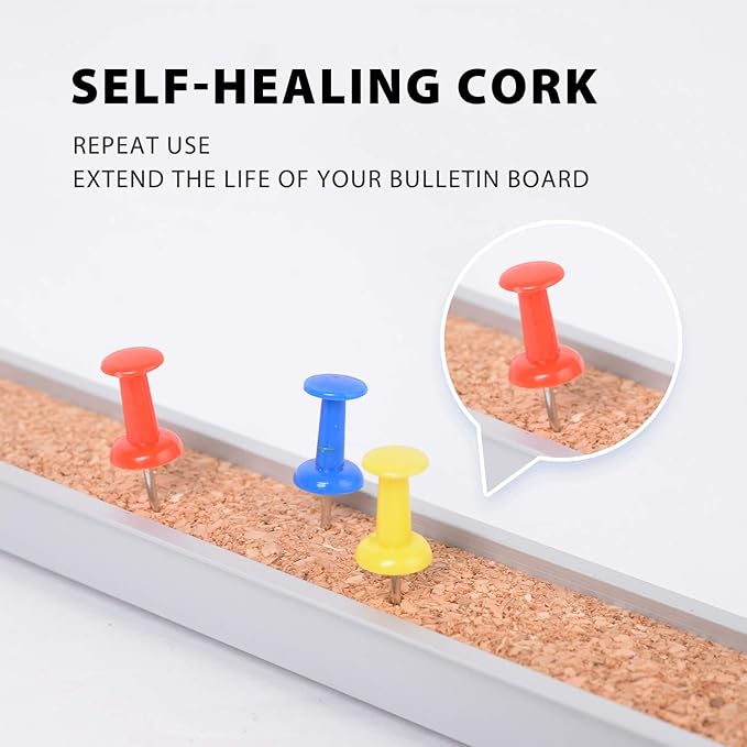 Corksidol Bulletin Bar Strip, Cork Board, 15" x 1", Classroom, Office, Cubicle, Aluminum Frame (Silver)