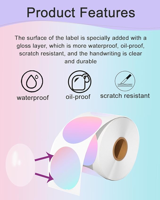 2 x 2 Round Thermal Labels, 2 inch Round Thermal Sticker Labels for Business and Home, for Label Printer, for M110/M220/M221 Label Maker,140 Labels for Printer, Fantasy Purple