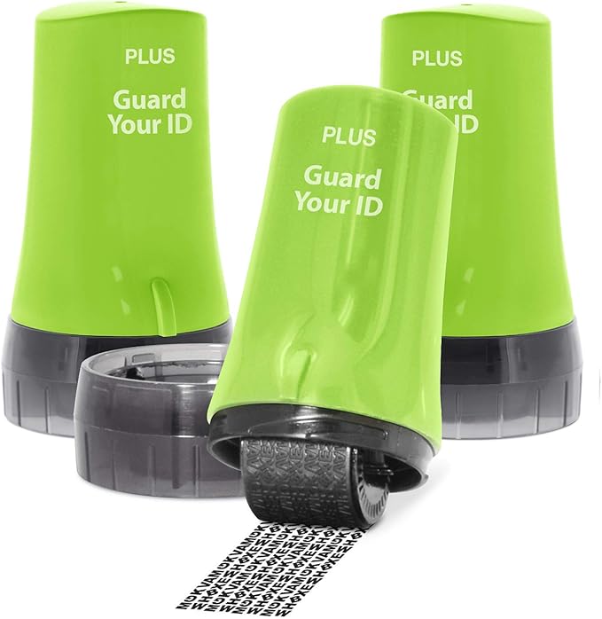 Protect Your Identity with Guard Your ID Stamp Roller - Advanced Confidential Security Tool for Personal Document Guard and Data Safeguard (Regular 3-Pack, Green)