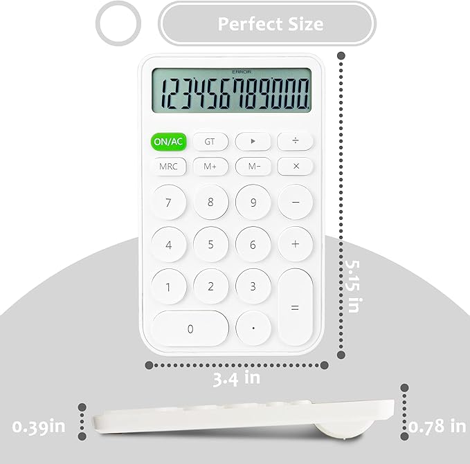 VEWINGL Standard Calculator 12 Digit,Desktop Large Display and Buttons,Calculator with Large LCD Display for Office,School, Home & Business Use,Automatic Sleep,with Battery