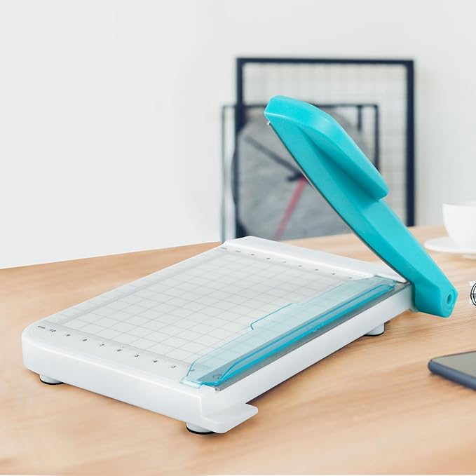 Paper Cutter, 6in Cut Length Small Paper Cutter with Safety Guard Stack Paper Trimmer Portable Curved Strip Paper Cutters Guillotine Paper Cutter for Cutting Coupon Craft Paper Card and Photo