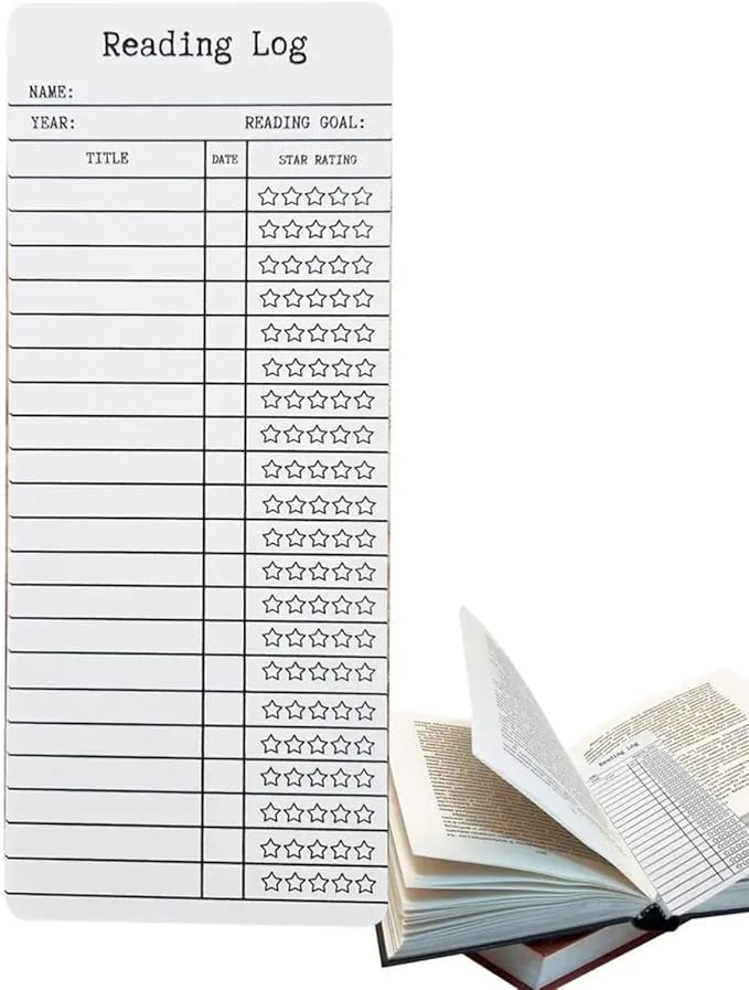 2024 Reading Log Bookmark - Book Tracker Bookmark, 12PCS Library Card Bookmark Creative Book Accessories for Reading Lovers, Libraries Cards Book Tracker for Teachers, Students, Book Lovers