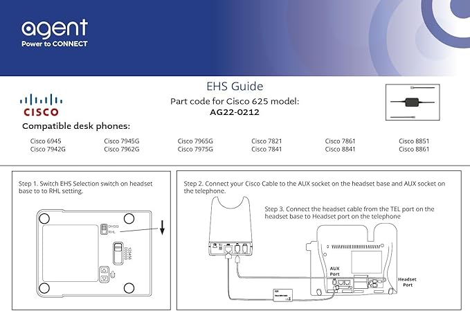TruVoice AW70 DECT 3-in1 Wireless NC Headset with EHS for Remote Answer - Compatible with Cisco Phones 6945 7821 7841 7861 7942G 7945G 7962G 7965G 7975G 8841 8851 8861 and Computer and Cell Phones