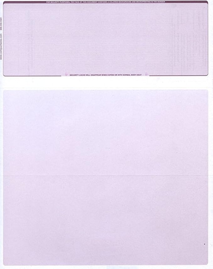Compuchecks Check on Top Blank Check Paper - 250 Pack, Quick-Books & Laser Printer Compatible - Security Business Checks with Voucher - 8.5" x 11" Burgundy Pinstripe